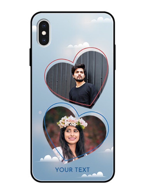 Custom Apple iPhone XS Max Custom Glass Mobile Case  - Blue Color Couple Design 