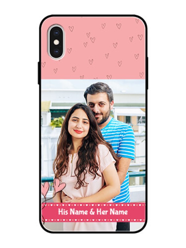Custom Apple iPhone XS Max Personalized Glass Phone Case  - Love Design Peach Color