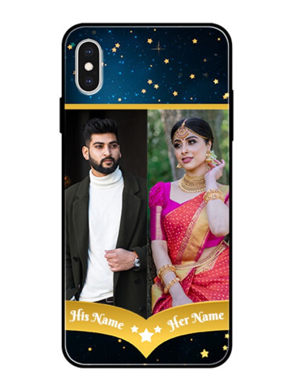 Custom Apple iPhone XS Max Custom Glass Phone Case  - Galaxy Stars Backdrop Design