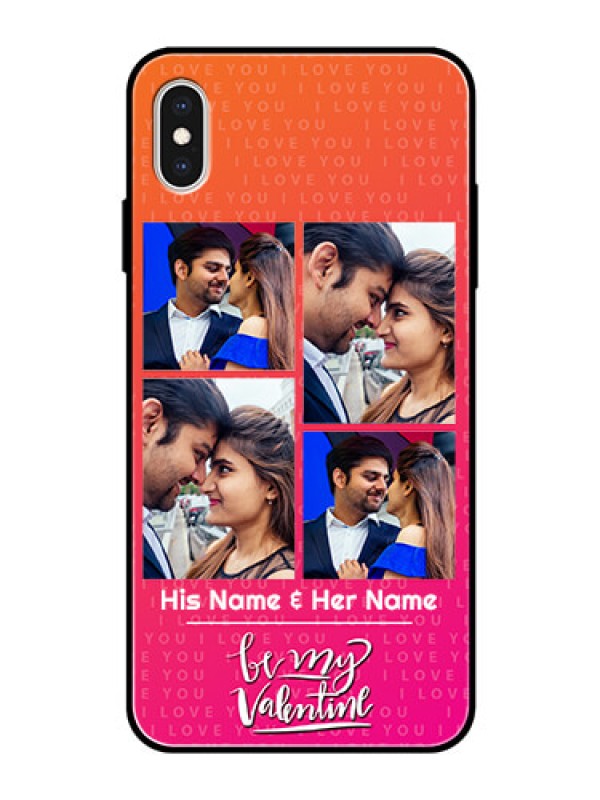 Custom Apple iPhone XS Max Custom Glass Phone Case  - I Love You Pink Design