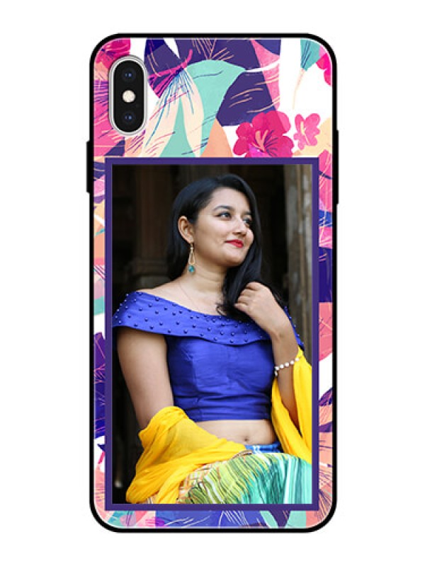 Custom Apple iPhone XS Max Custom Glass Mobile Case  - Abstract Floral Design