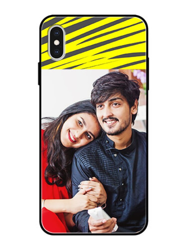 Custom Apple iPhone XS Max Photo Printing on Glass Case  - Yellow Abstract Design