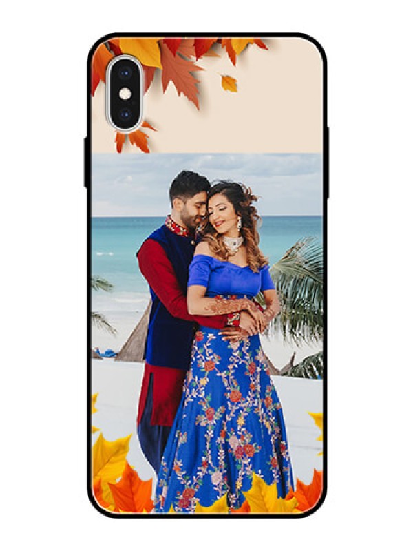 Custom Apple iPhone XS Max Photo Printing on Glass Case  - Autumn Maple Leaves Design