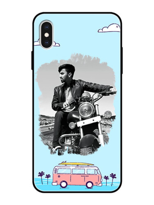 Custom Apple iPhone XS Max Photo Printing on Glass Case  - Travel & Adventure Design