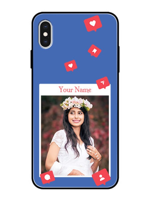 Custom iPhone Xs Max Custom Glass Phone Case - Like Share And Comment Design