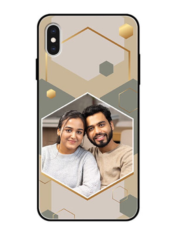 Custom iPhone Xs Max Photo Printing on Glass Case - Stylish Hexagon Pattern Design