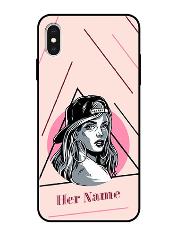 Custom iPhone Xs Max Personalized Glass Phone Case - Rockstar Girl Design