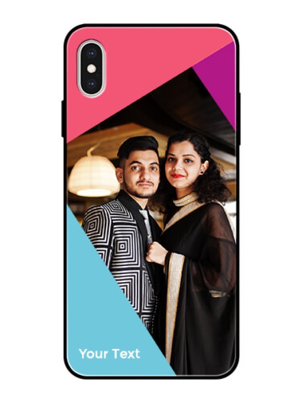 Custom iPhone Xs Max Custom Glass Mobile Case - Stacked Triple colour Design