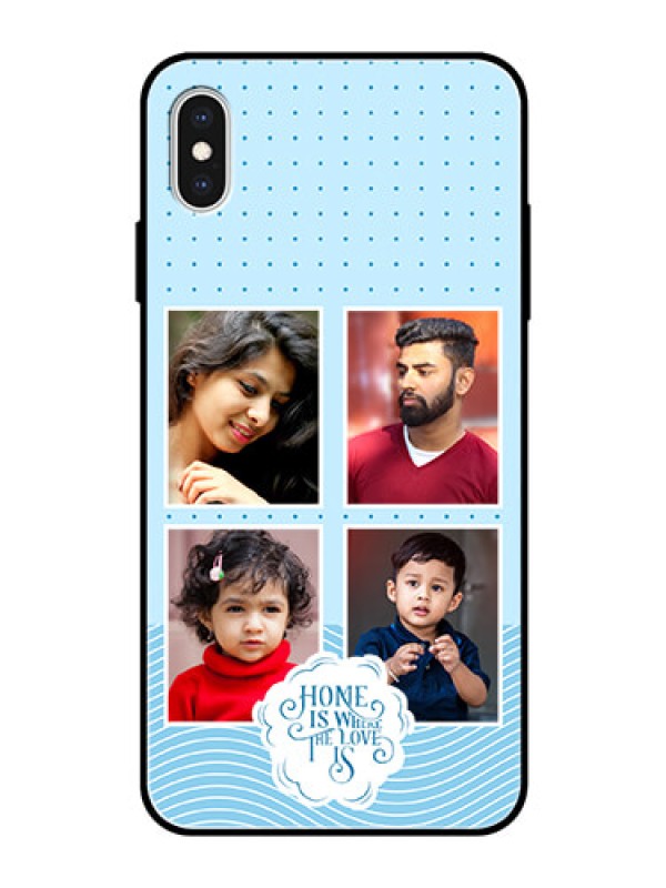 Custom iPhone Xs Max Custom Glass Phone Case - Cute love quote with 4 pic upload Design