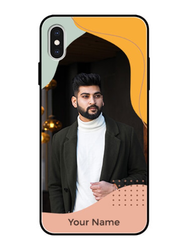 Custom iPhone Xs Max Personalized Glass Phone Case - Tri-coloured overlay design