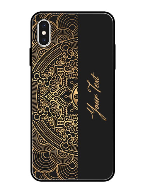 Custom iPhone Xs Max Photo Printing on Glass Case - Mandala art with custom text Design