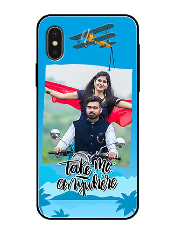Custom iPhone XS Custom Glass Mobile Case  - Traveller Design 