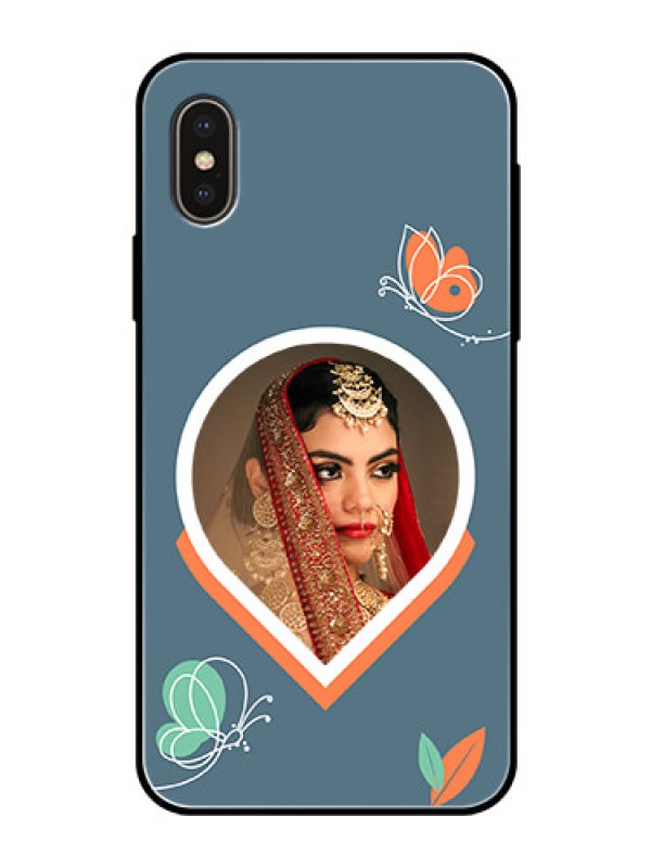 Custom iPhone Xs Custom Glass Mobile Case - Droplet Butterflies Design