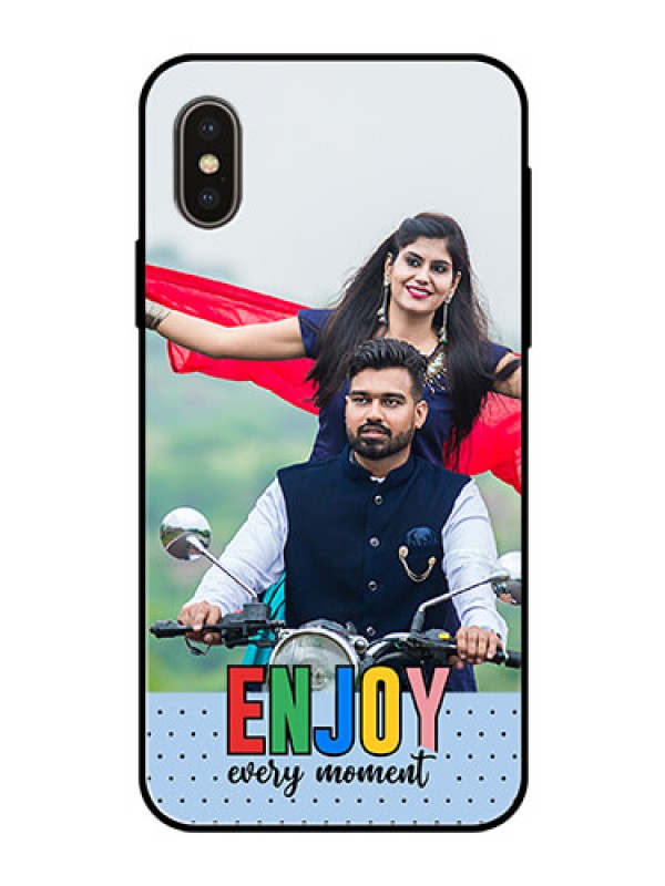 Custom iPhone Xs Photo Printing on Glass Case - Enjoy Every Moment Design
