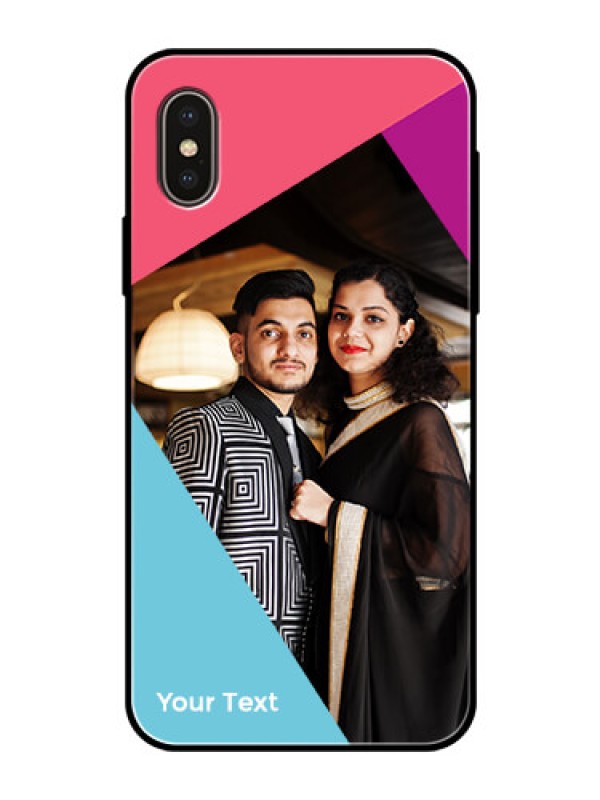 Custom iPhone Xs Custom Glass Mobile Case - Stacked Triple colour Design