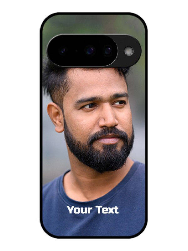 Custom Google Pixel 10 5G Custom Glass Phone Case - Photo With Text Design