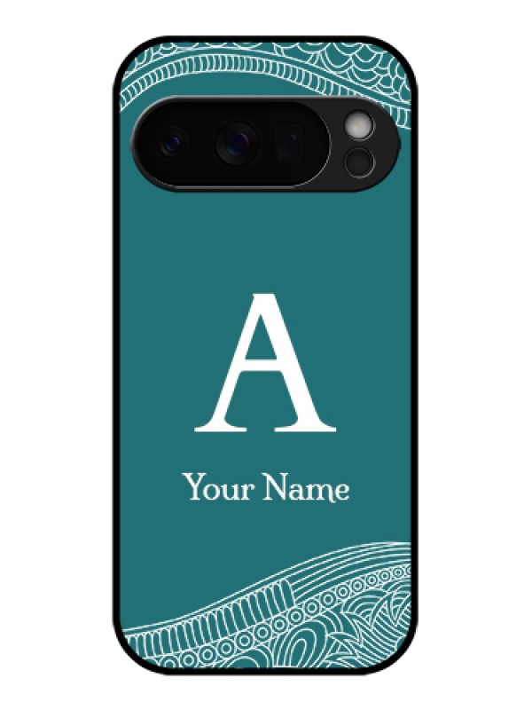 Custom Google Pixel 10 Pro 5G Custom Glass Phone Case - Line Art Pattern With Custom Name Design