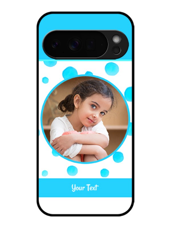 Custom Google Pixel 10 Pro Xl 5G Custom Glass Phone Case - Blue Bubbles Pattern Design