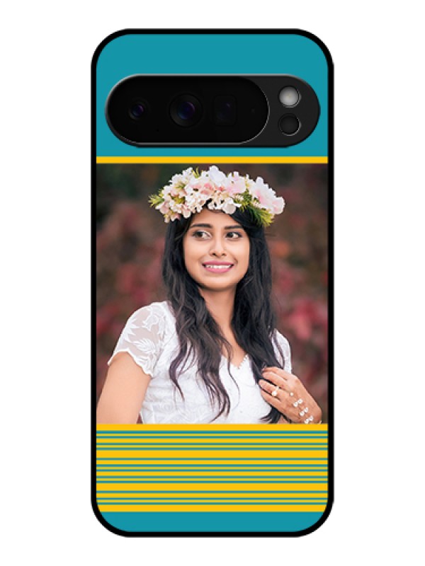 Custom Google Pixel 10 Pro Xl 5G Custom Glass Phone Case - Yellow & Blue Design