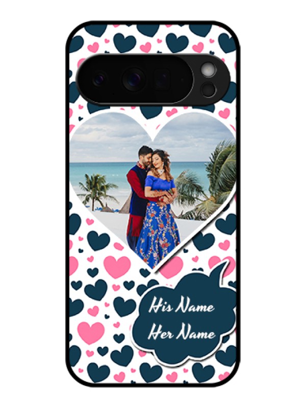 Custom Google Pixel 10 Pro Xl 5G Custom Glass Phone Case - Pink & Blue Heart Design