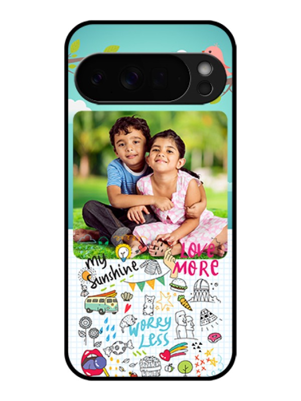Custom Google Pixel 10 Pro Xl 5G Custom Glass Phone Case - Doodle Love Design