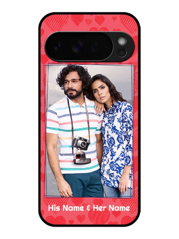 Custom Google Pixel 10 Pro Xl 5G Custom Glass Phone Case - With Red Heart Symbols Design