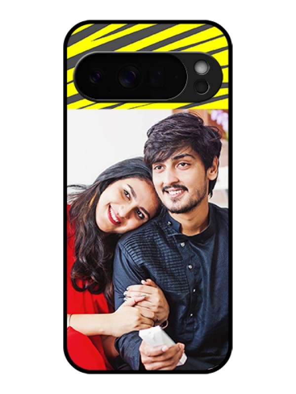 Custom Google Pixel 10 Pro Xl 5G Custom Glass Phone Case - Yellow Abstract Design