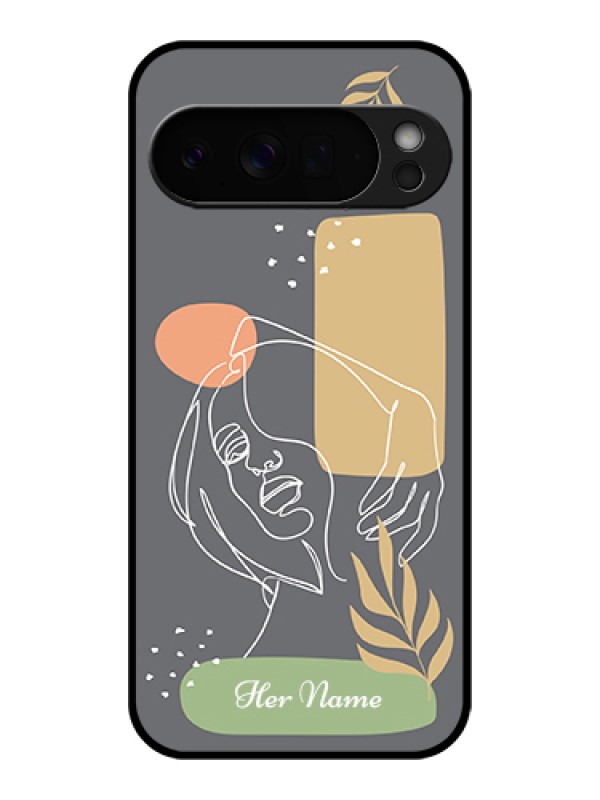 Custom Google Pixel 10 Pro Xl 5G Custom Glass Phone Case - Gazing Woman Line Art Design