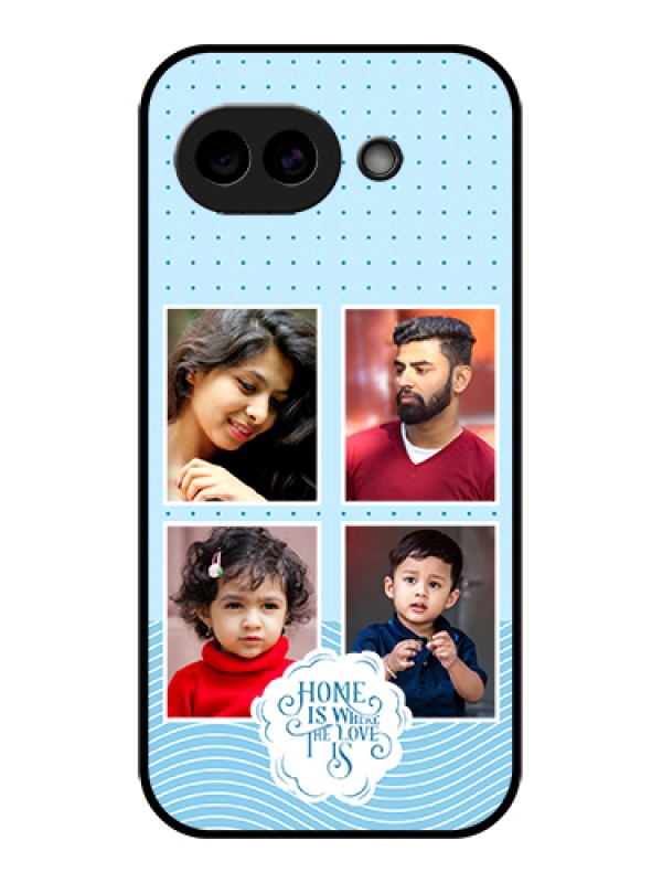 Custom Google Pixel 10A 5G Custom Glass Phone Case - Cute Love Quote With 4 Pic Upload Design
