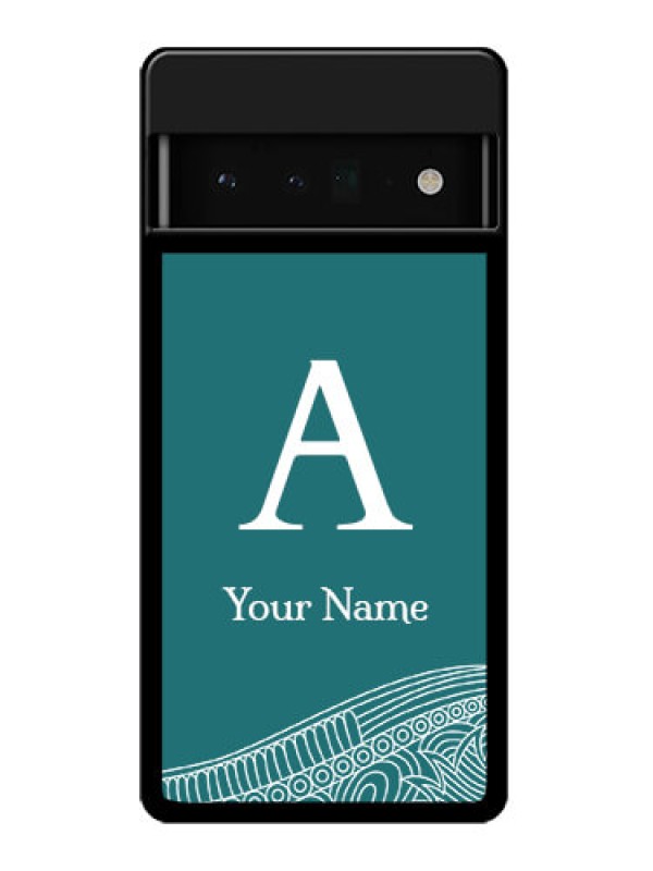 Custom Google Pixel 6 Pro 5G Custom Glass Phone Case - Line Art Pattern With Custom Name Design