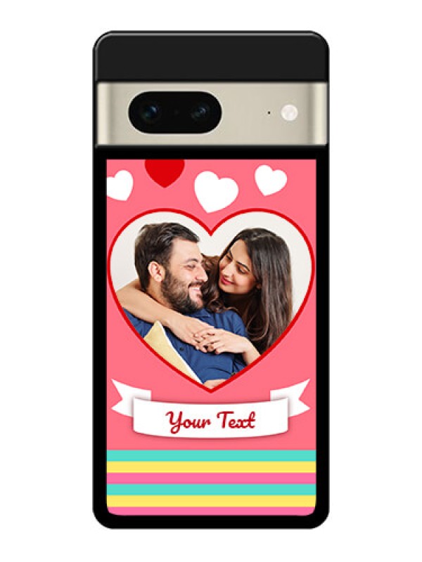 Custom Google Pixel 7 5G Custom Glass Phone Case - Love Shapes Doodle Design