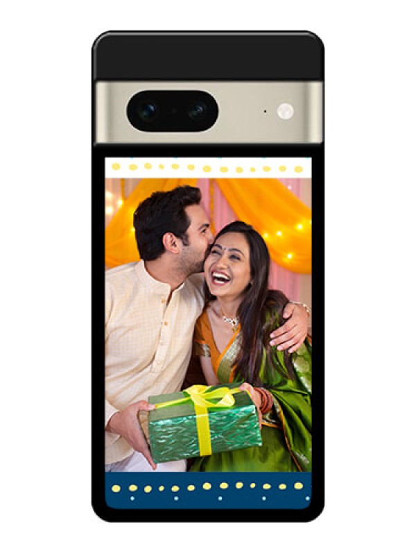 Custom Google Pixel 7 5G Custom Glass Phone Case - White And Blue Abstract Design