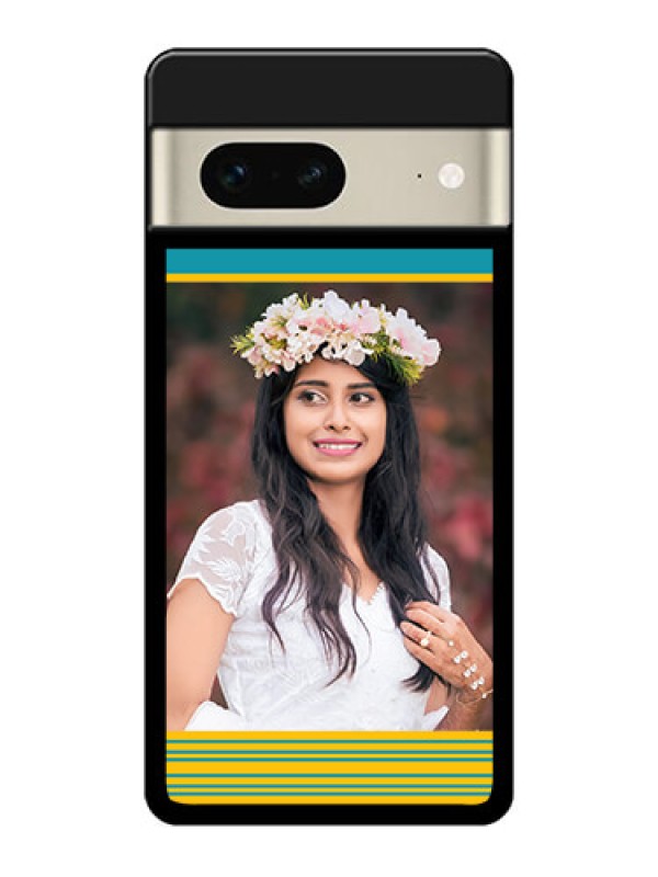 Custom Google Pixel 7 5G Custom Glass Phone Case - Yellow & Blue Design