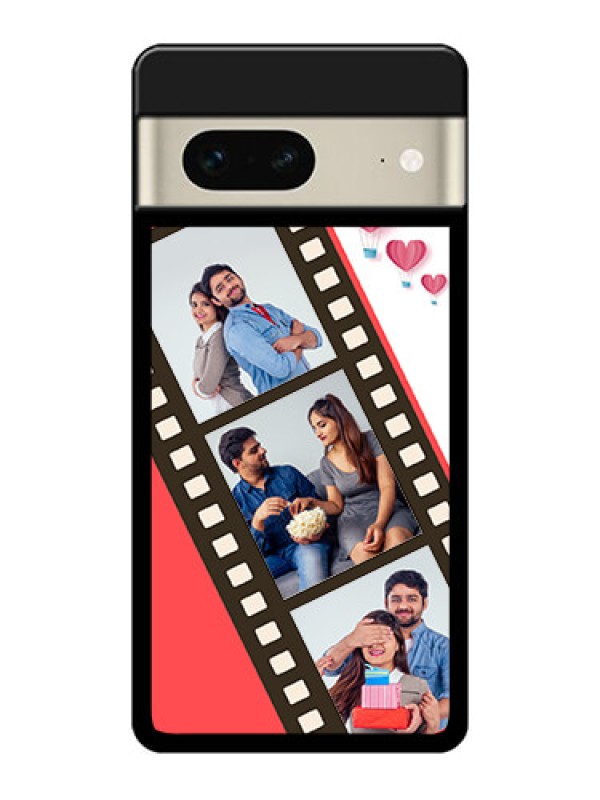 Custom Google Pixel 7 5G Custom Glass Phone Case - 3 Image Holder With Film Reel