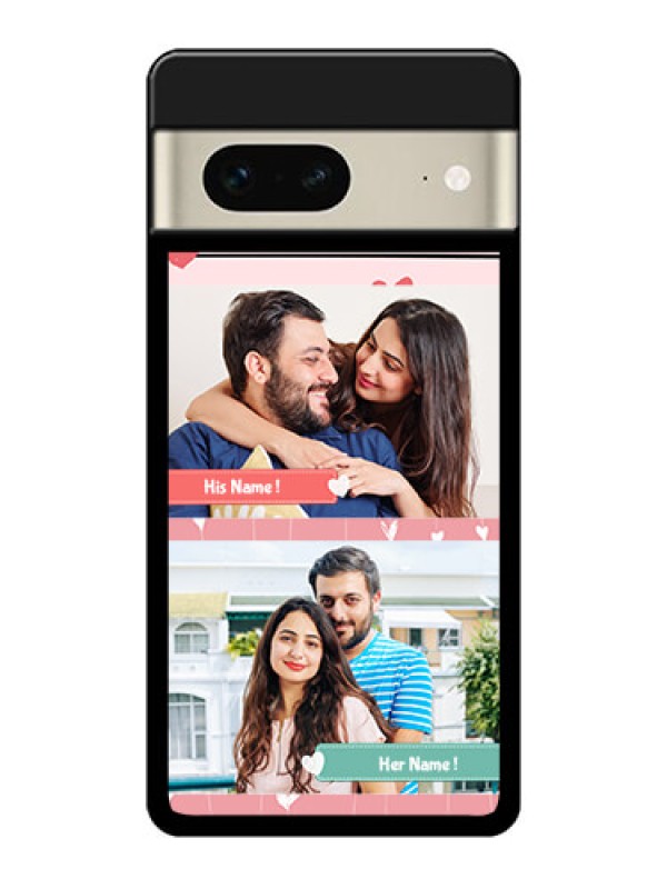 Custom Google Pixel 7 5G Custom Glass Phone Case - Photo With Heart Design