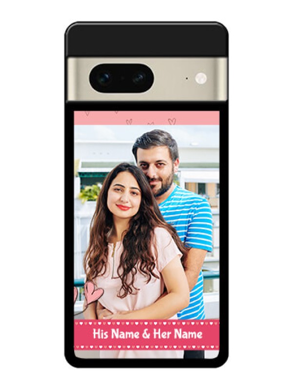 Custom Google Pixel 7 5G Custom Glass Phone Case - Love Design Peach Color