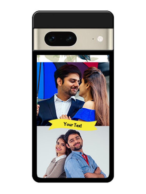 Custom Google Pixel 7 5G Custom Glass Phone Case - Image With Boho Peacock Feather Design