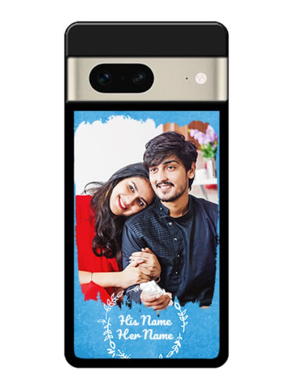 Custom Google Pixel 7 5G Custom Glass Phone Case - Blue Color Vintage Design