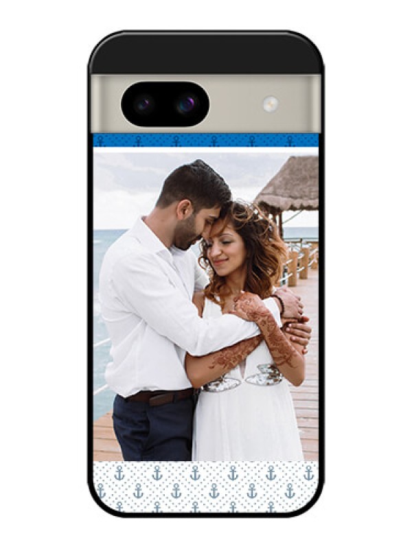 Custom Google Pixel 8A 5G Custom Glass Phone Case - Blue Anchors Design