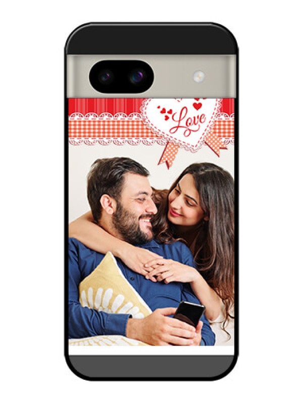 Custom Google Pixel 8A 5G Custom Glass Phone Case - Red Love Pattern Design