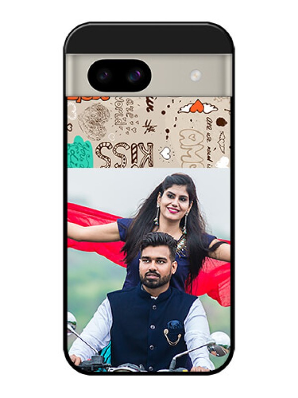 Custom Google Pixel 8A 5G Custom Glass Phone Case - Love Doodle Pattern