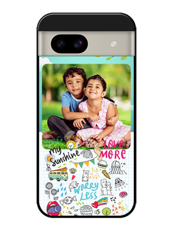 Custom Google Pixel 8A 5G Custom Glass Phone Case - Doodle Love Design