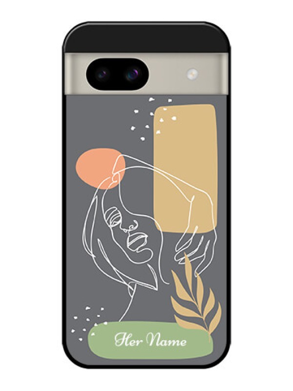 Custom Google Pixel 8A 5G Custom Glass Phone Case - Gazing Woman Line Art Design