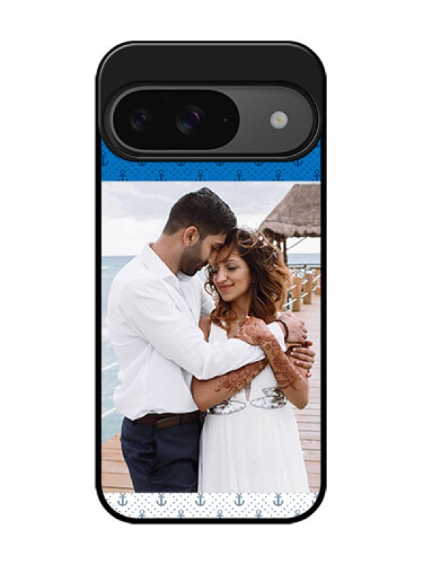 Custom Google Pixel 9 5G Custom Glass Phone Case - Blue Anchors Design