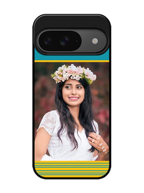 Custom Google Pixel 9 5G Custom Glass Phone Case - Yellow and Blue Design