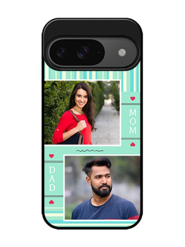 Custom Google Pixel 9 5G Custom Glass Phone Case - Mom and Dad Pic Design