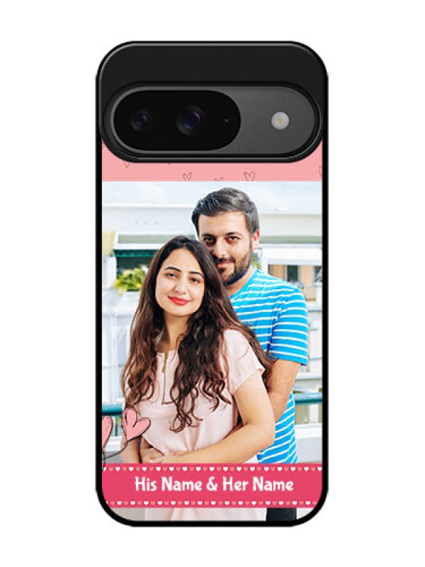 Custom Google Pixel 9 5G Custom Glass Phone Case - Love Design Peach Color
