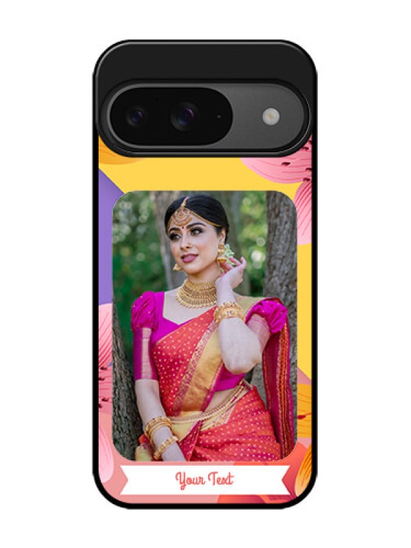 Custom Google Pixel 9 5G Custom Glass Phone Case - 3 Image With Vintage Floral Design