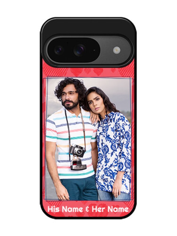 Custom Google Pixel 9 5G Custom Glass Phone Case - With Red Heart Symbols Design