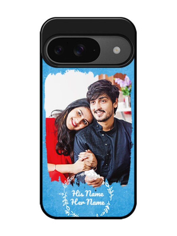 Custom Google Pixel 9 5G Custom Glass Phone Case - Blue Color Vintage Design